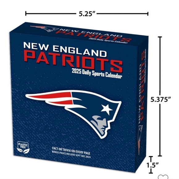NFL New England Patriots 2025 Box Calendar Brand New In Box - Picture 2 of 5